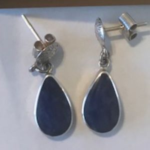 .925 Sterling Silver Sodalite Post Earrings